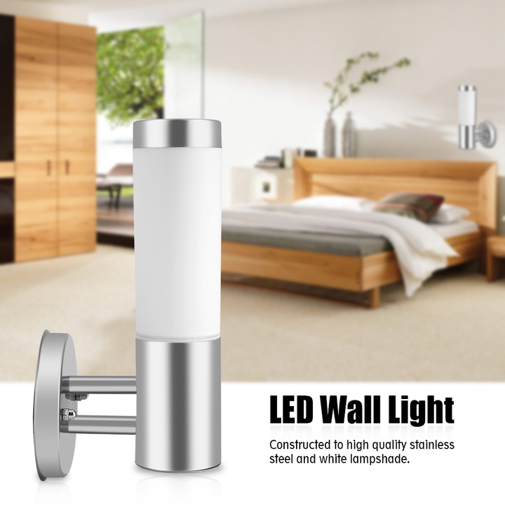 220V Modern LED fali lámpa, falra szerelhető, rozsdamentes acél világítótest, vízálló kültéri lámpa