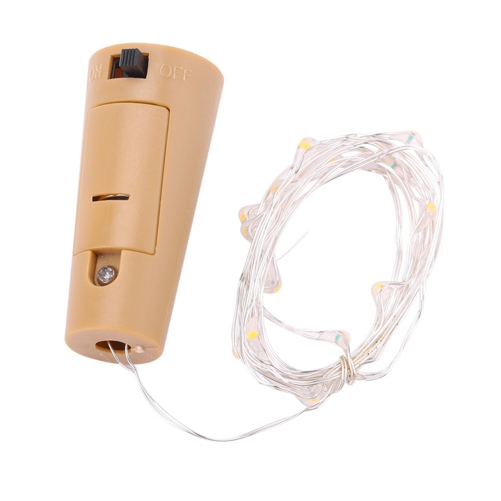 Dop cu Lumina LED pentru sticle, Jormftte, 15 LED-uri, alb cald