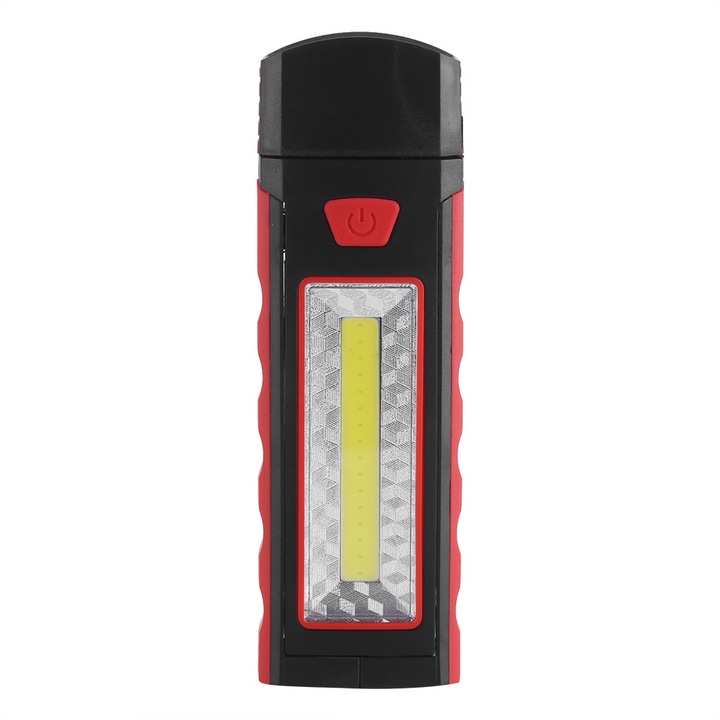 Jormftte COB LED munkalámpa, piros, mágneses tartóval, 180°-ban forgatható kampóval, kempingezéshez