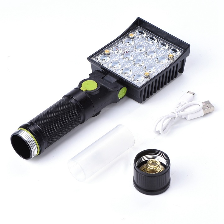 Jormftte LED lámpa, USB-ről tölthető, 4 világítási mód, 180°-ban elforgatható, kempingezéshez, horgászathoz