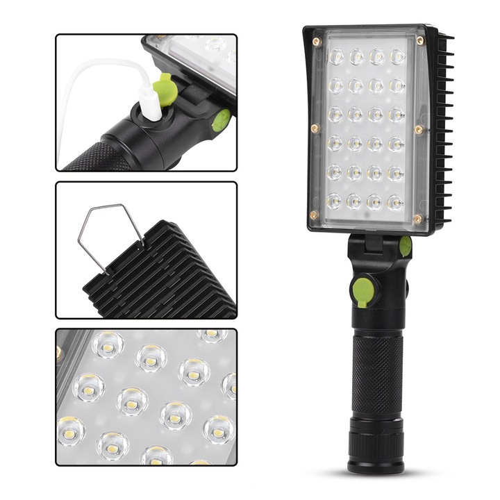 Jormftte kempinglámpa, újratölthető, 4 világítási mód, 90°-ban forgatható, USB, 1 db.