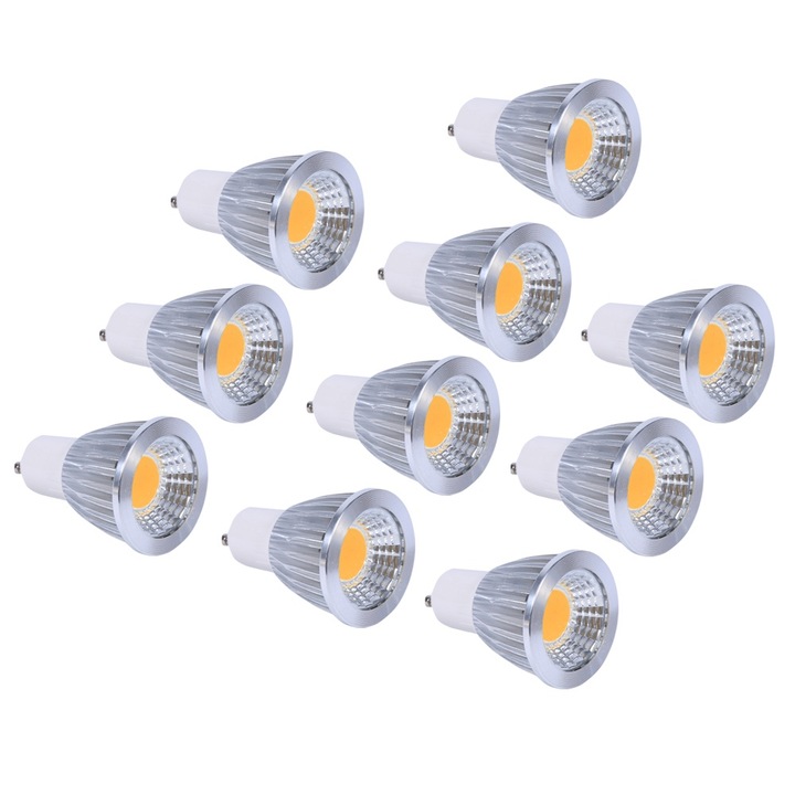Комплект от 10 LED крушки, GU10 5W, KkvoGmle, топло бяла светлина