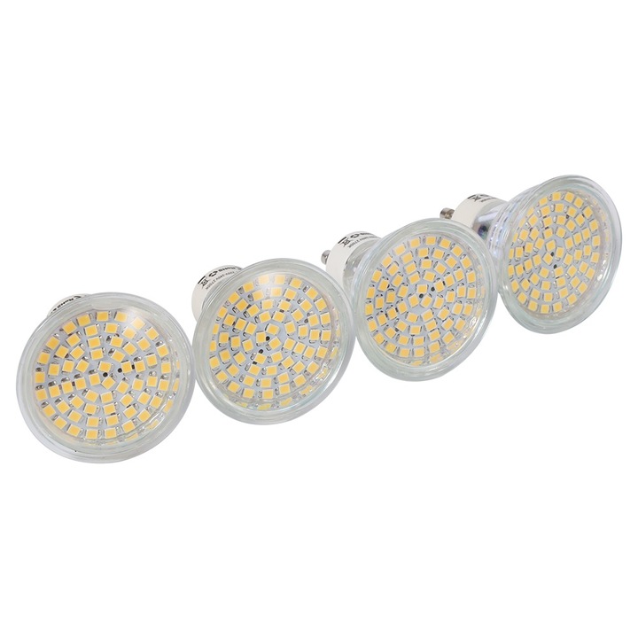Bec LED GU10 3W Jormftte, meleg fehér, 4 db-os készlet, 220-240V, 60 gyöngy