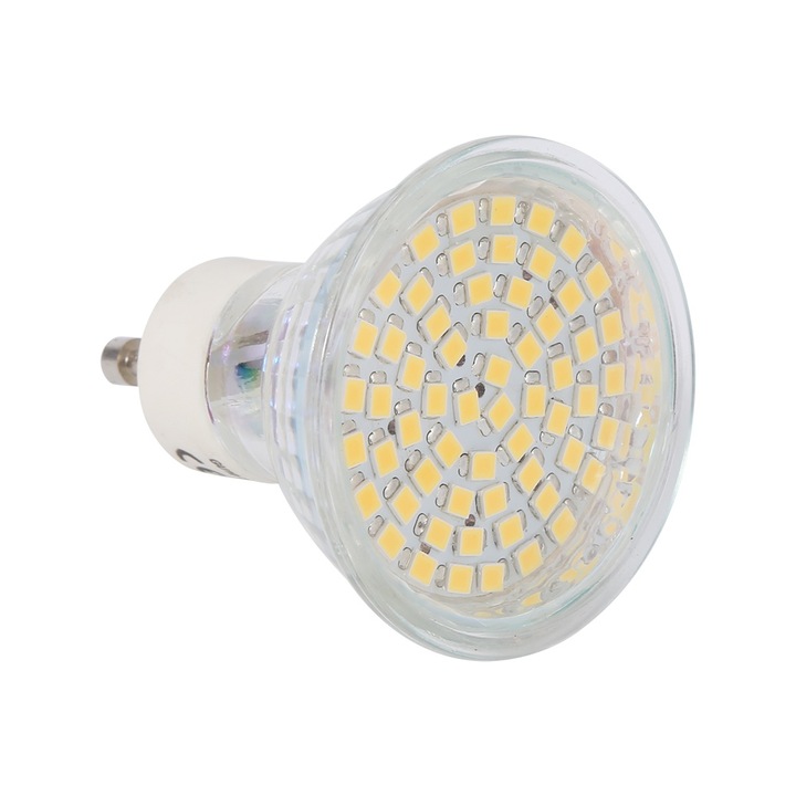 LED крушка, GU10, 3W, 60 светодиода, Топло бяла светлина
