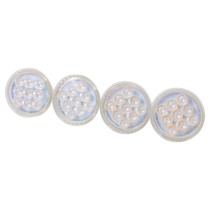 Bec LED GU10 3W 220-240V meleg fehér, 4 db-os készlet, Jormftte, 9 gyöngy, kvarc üveg