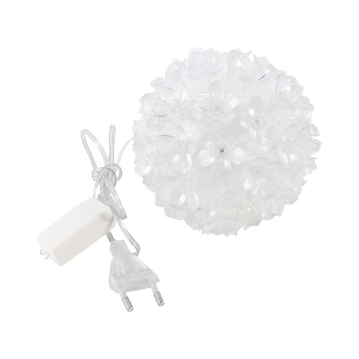 Gömb alakú virág 50 LED-del, Jormftte, parti dekoráció, lila színű, beltéri/kültéri használatra