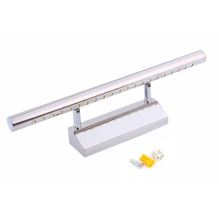 Jormftte 5W LED fali lámpa, rozsdamentes acél, állítható, fürdőszobába, hálószobába, kapcsolóval, fényes felület