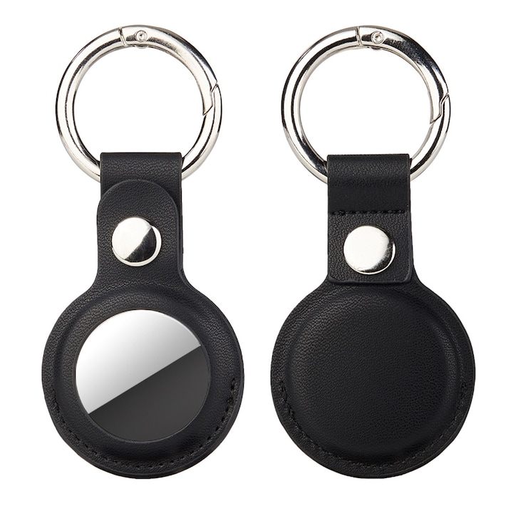 Suport pentru breloc AirTag din piele - Huse si brelocuri pentru Apple AirTag, negru