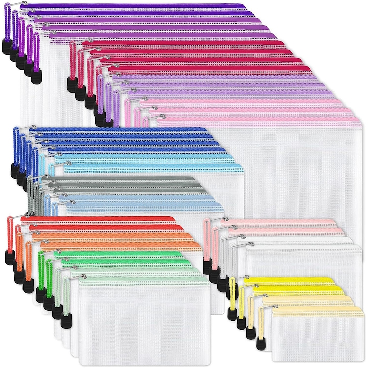 Pachet de 10 pungi transparente pentru documente A4, impermeabile, ingrosate, albe