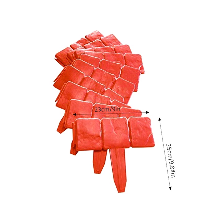Set 10 bucati bordura decorativa plastic pentru gradina, Mmgoqqt, culoare neutra, dimensiuni variate