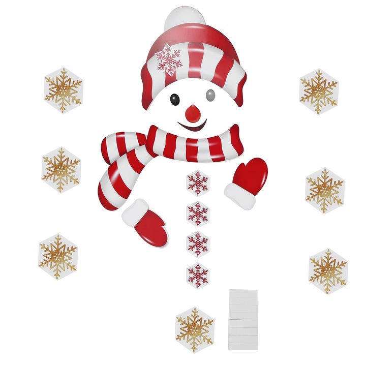 Jormftte PVC vízálló karácsonyi dekorációs matricakészlet, vicces design, többszínű, 30x45cm