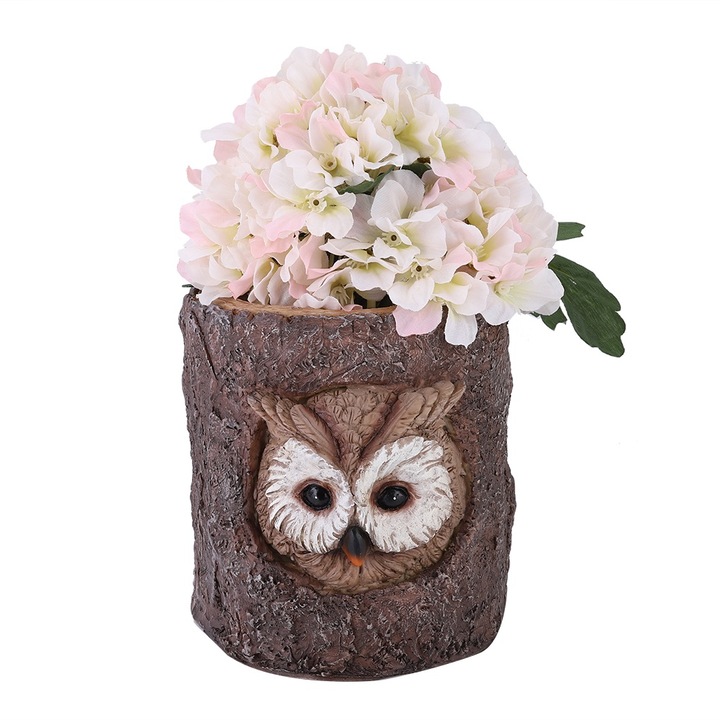 Lumina solara din rasina Simulare Bufnita Lumina decorativa de gradina cu decor floral Ornament de decorare