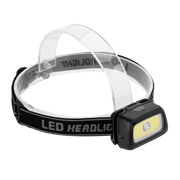 Lanterna Jormftte COB + XPE, fekete, 160 lumen, vízálló, állítható gumiszalaggal