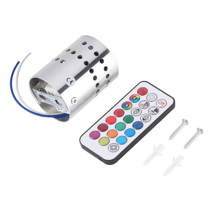 Jormftte 3W LED fali lámpa, modern design, 12 RGB fény, falra vagy mennyezetre szerelhető, belső tér díszítésére