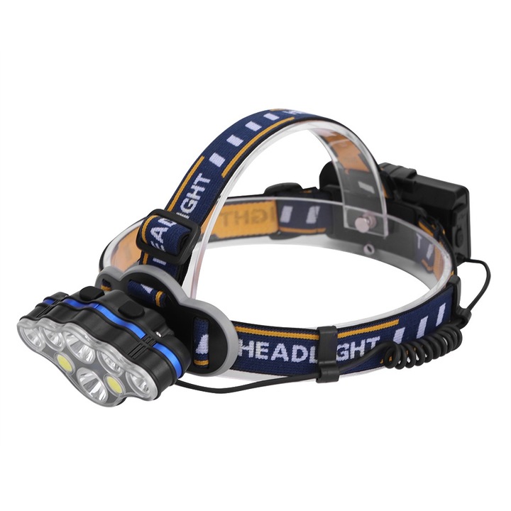 USB акумулаторен 8 LED челник, Mmgoqqt, 8 режима на светене, алуминий, 9.3x4.8cm