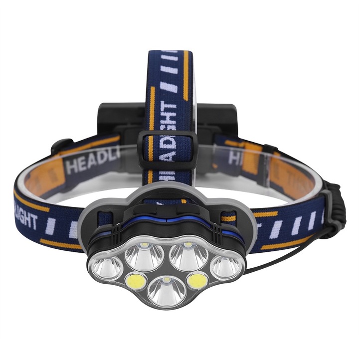 Mmgoqqt USB акумулаторен 7 LED челник за риболов на открито