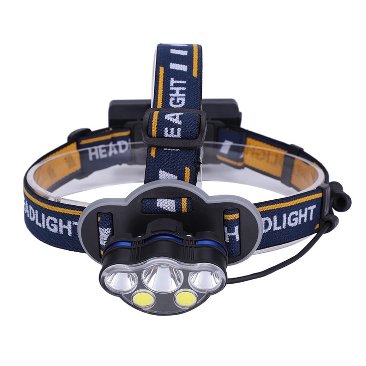 Jormftte USB презареждащо се фенерче с 5 LED, 8 режима на осветление, регулируемо, за къмпинг и риболов