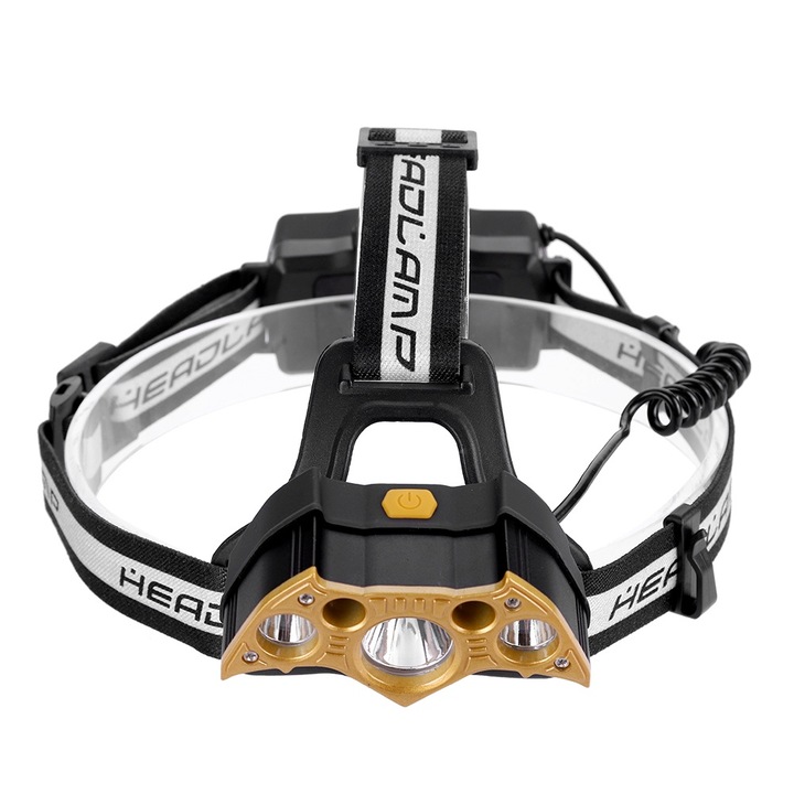 Lanterna Jormftte USB tölthető 5LED, arany, többféle világítási mód, állítható