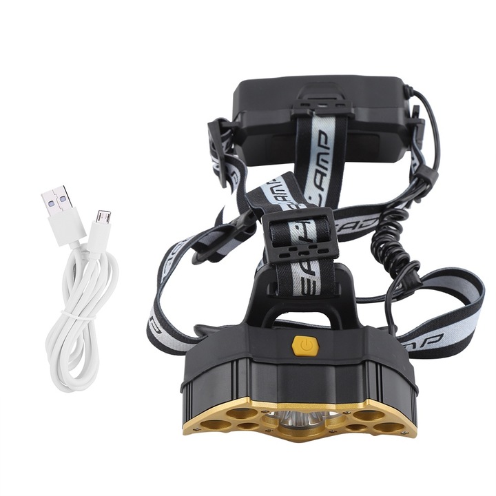 Jormftte 9LED lámpa, arany, USB-ről tölthető, többféle világítási mód, állítható