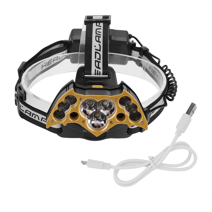 Lámpa Jormftte 11LED USB-vel, arany, többféle világítási mód, állítható