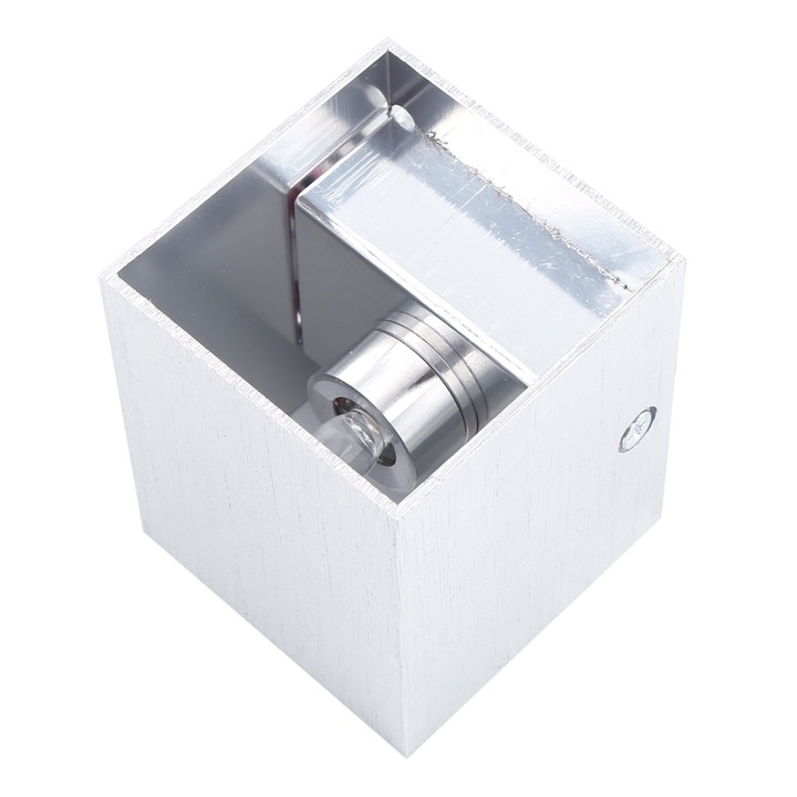 Jormftte 3W LED fali lámpa, kocka design, alumínium, meleg fehér, beltéri