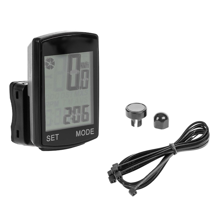 Fekete, vízálló, vezeték nélküli kerékpár, sebességmérő, 14 funkcióval