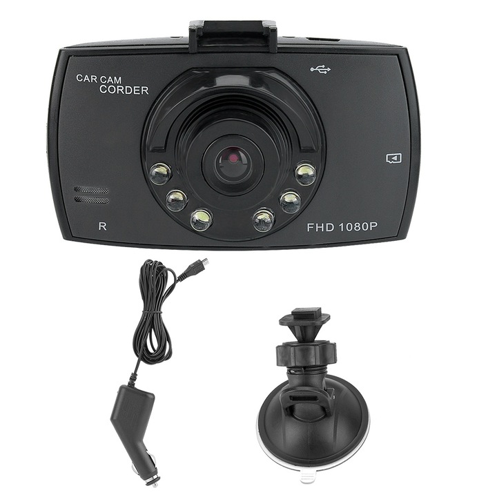 DVR камера за кола KkvoGmle 1080P HD, 360 градусов монтаж, ясно изображение, пластмаса, 0.3 МЕГА пиксела