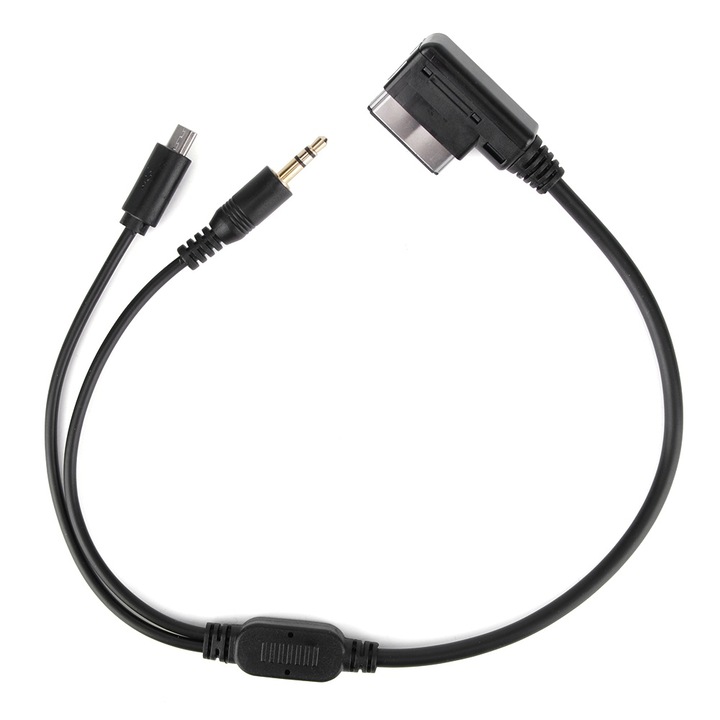 AUX кабел 3.5mm, KkvoGmle, за Mercedes-Benz S SL CLS с AMI/MMI, 12cm, черен