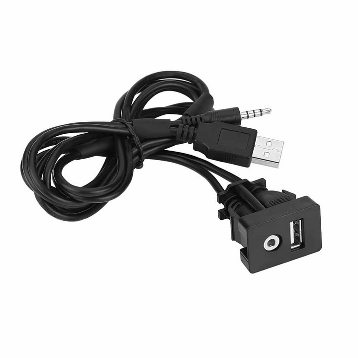 USB удължител, KkvoGmle, AUX 3.5mm, преносим, черен