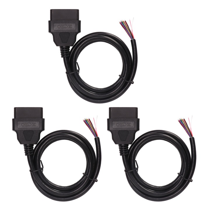 Кабелен адаптер OBD2 100 см с 16 пина, удължител за диагностичен конектор от мъжки към оголен проводник
