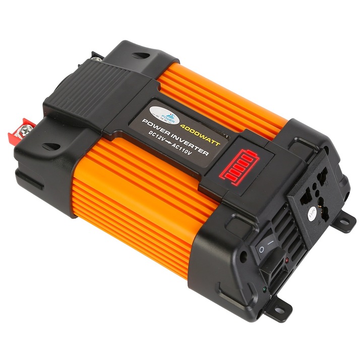 Автомобилен инвертор KkvoGmle, 500W непрекъснато, LED дисплей на батерията, 4000W пикова
