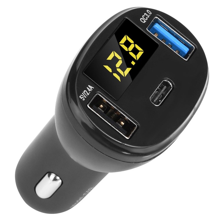 Dual USB autós töltő 4A, KkvoGmle, 12-24V, mobiltelefonokhoz, tabletekhez, kamerákhoz, GPS-hez