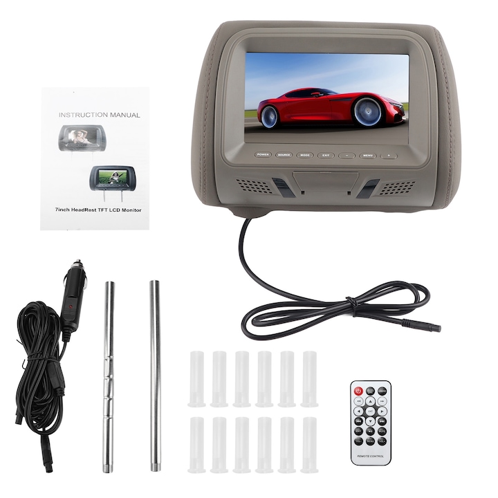 Монитор за подглавник, KkvoGmle, 7" HD цифров екран, Безжично управление