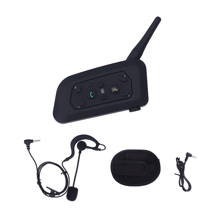 KkvoGmle, Bluetooth комуникационна система, 6 потребителя, Водоустойчив, 120km/h, Черен