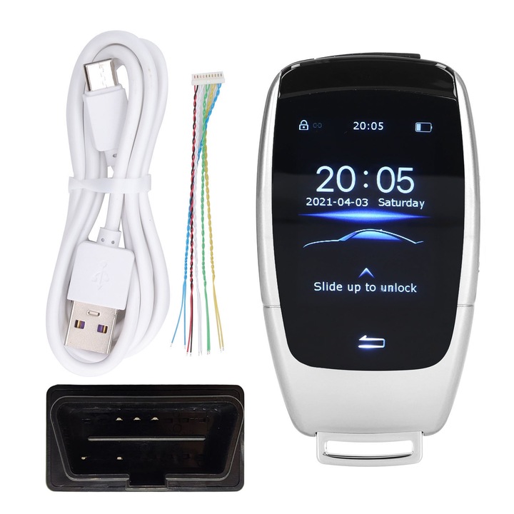 LCD intelligens kulcs, KkvoGmle, 2 hüvelykes, ezüst