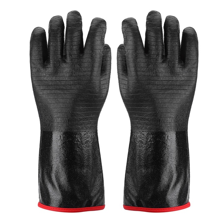 Konyhai kesztyű, neoprén, magas hőálló, szett, fekete, 17 hüvelykes