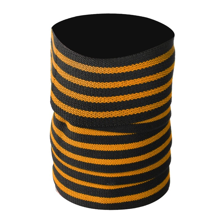 Banda de protectie pentru genunchi, nylon, 190x8cm, elastica, negru-portocaliu