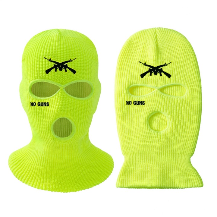 Jormftte sport balaclava 3 lyukkal, fluoreszkáló sárga, egy méret, férfiaknak és nőknek, szabadtéri tevékenységekhez