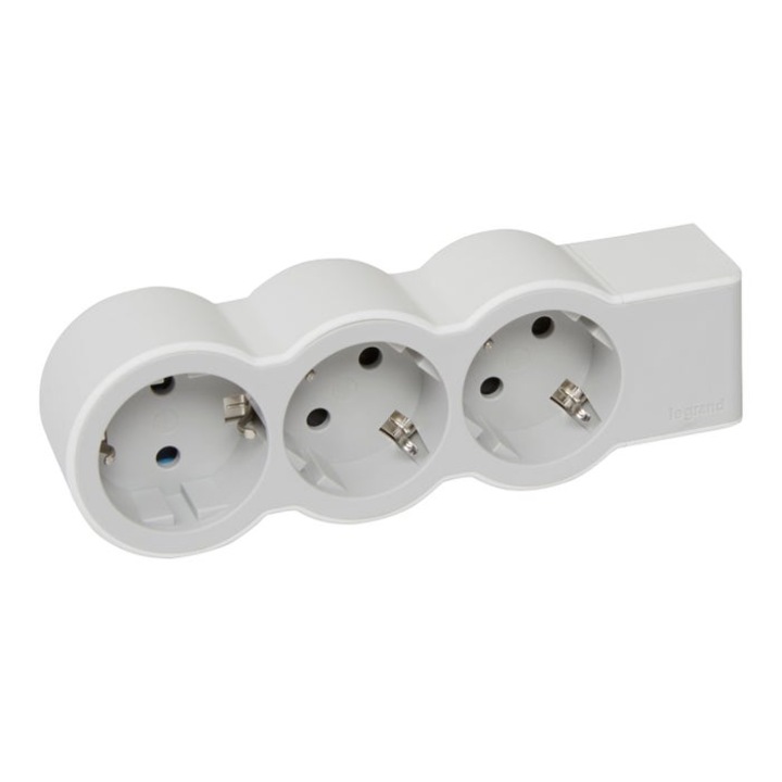 Legrand Moes 694573 блок, 3 гнезда, защитен контакт, бял и сив