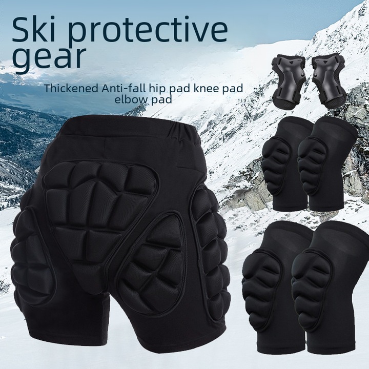 Pantaloni de protectie pentru schi si patinaj, KkvoGmle, protectie solduri si genunchi, marimea XS, negru