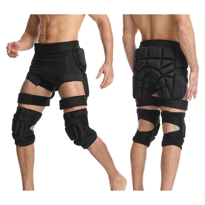 Set protectie sold si genunchiere pentru schi/patinaj, KkvoGmle, Burete EVA, Impermeabil, Negru, 2XL