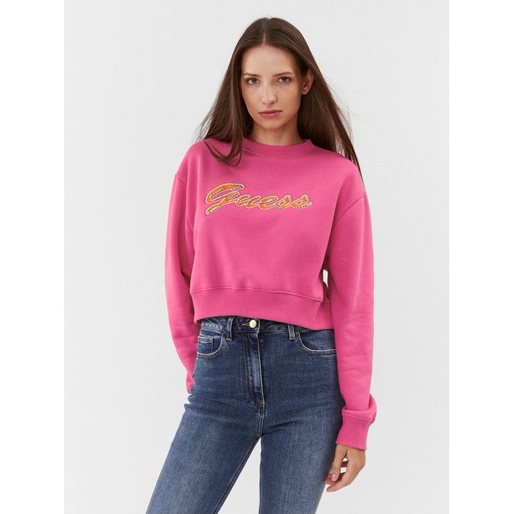 Bluza sport dama, Guess, 018931, Roz, Bumbac, XL INTL