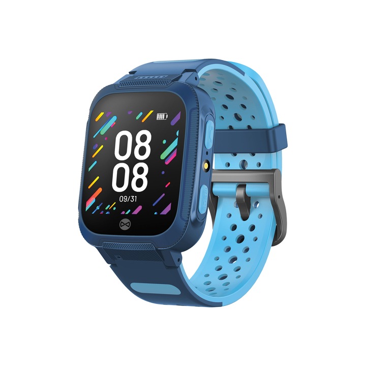 Smartwatch pentru copii, GPS, 36h autonomie, IP68, display IPS 1.44", buton SOS, Find Me 2, curea silcon, Albastru
