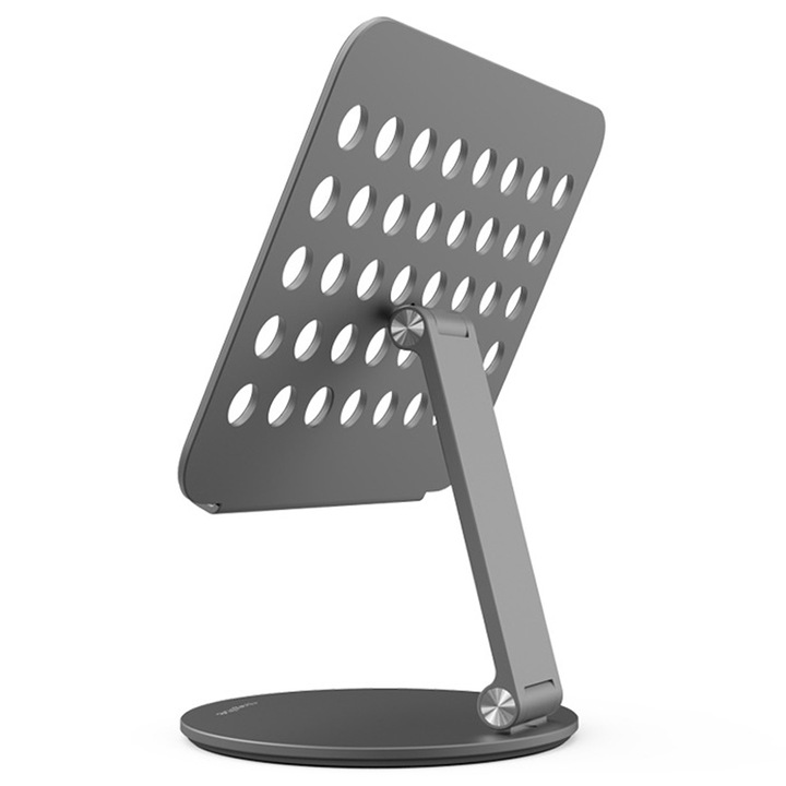 Suport pentru tableta, compatibil cu iPad, rotativ si pliabil, gri, 24.17x20.8x14.3cm, aliaj de aluminiu