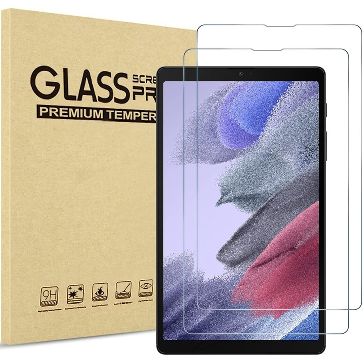 Комплект 2 протектора от закалено стъкло за екран, съвместими със Samsung Tab A7 Lite 8.7 инча, 9H, ултра тънки, прозрачни