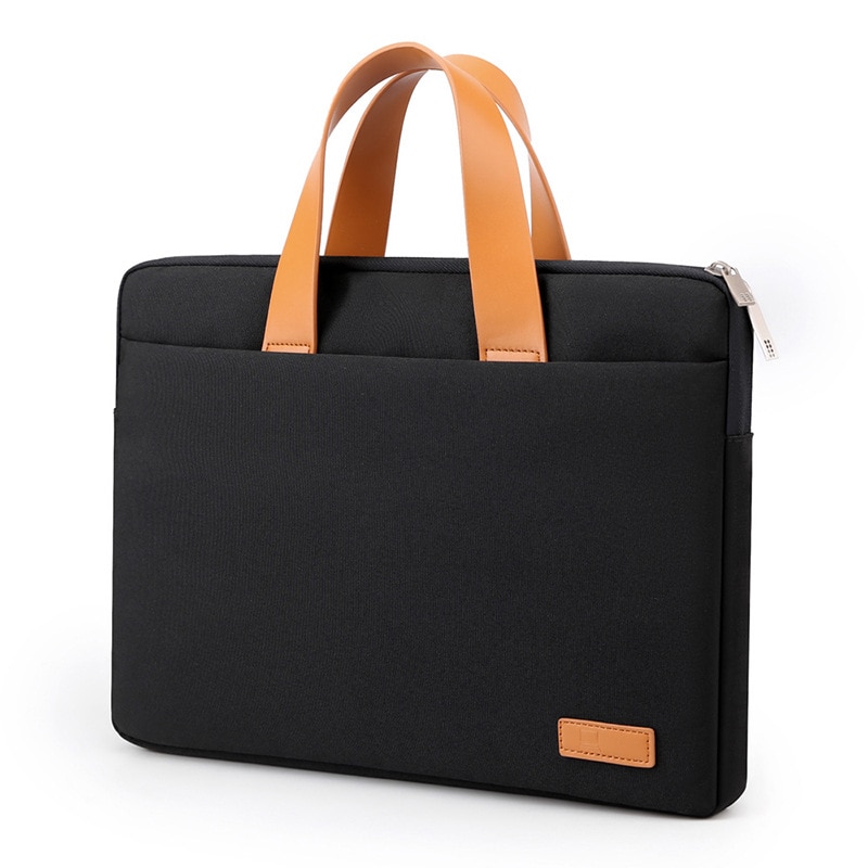 Yanyxr, geanta laptop din textil cu manere din piele ecologica, protectie anti-soc si curea umar detasabila BCS3230635, negru, 13-16.1 inch