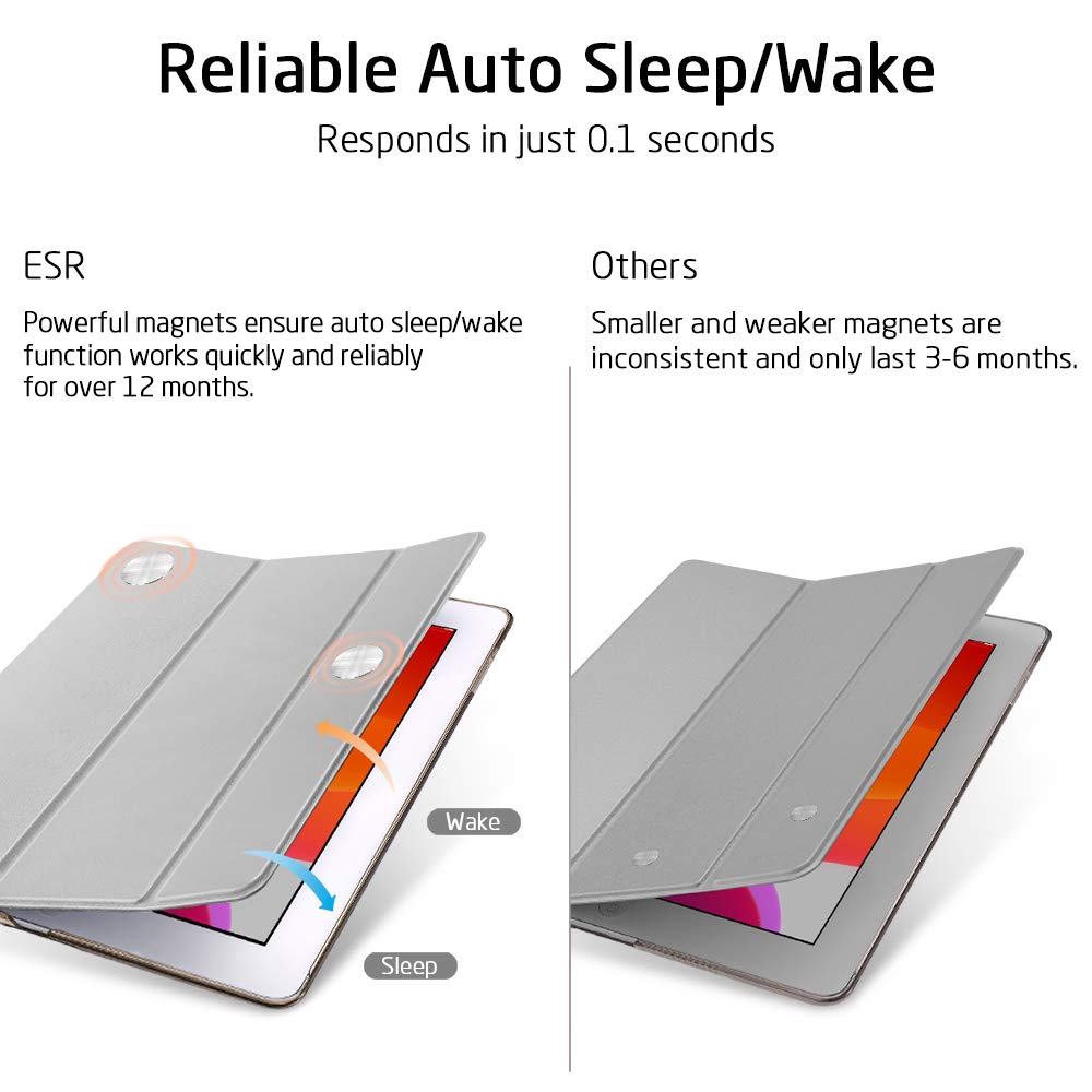 Husa tableta pentru iPad 7th Generation 10.2", piele ecologica, anti-alunecare, gri argintiu