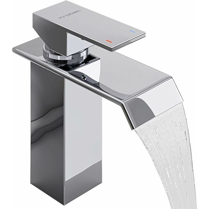 Baterie sanitara de baie tip Waterfall, Enforose, finisaj crom, constructie din alama, instalare usoara