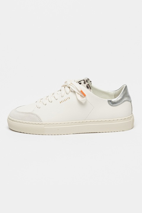 Axel Arigato, Bőrsneaker nyersbőr részletekkel, Fehér/Ezüstszín