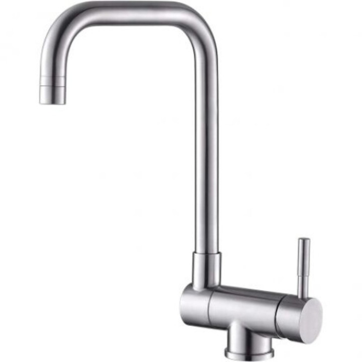 Санитарен смесител TNEAYWHE, с функция против замръзване, неръждаема стомана, въртене на 360°, за две мивки, с топла и студена вода